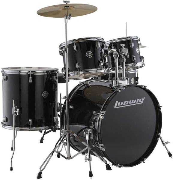 Ludwig Accent Drive (Black Sparkle) Complete Kits with Cymbals